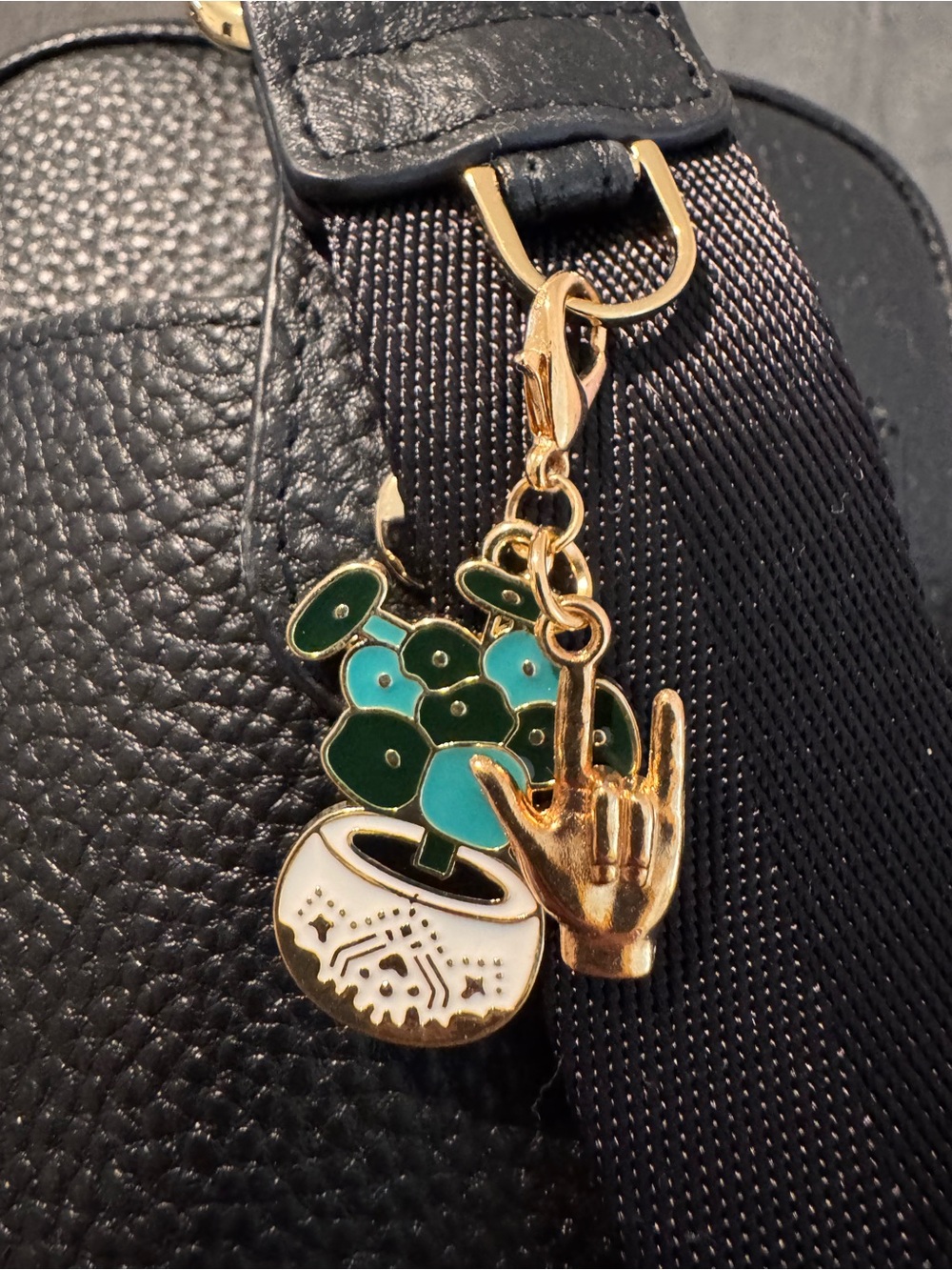 American Sign Language 🤟🏻 & Green Plant Charm -